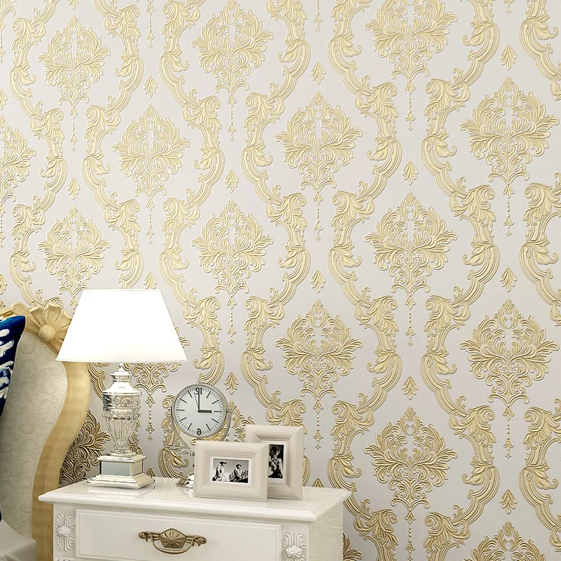 refined 3d 3d non woven fabric wall papers home decor Damascus wallpaper living room TV background bedroom papel contact behang