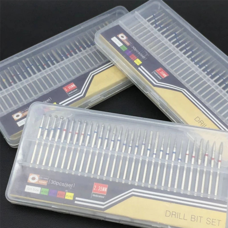 

30Pcs/Kit Nail Drill Bits Set for Electric Machine Professional Multi-function Mixed Sizes Nail Art DIY Design Accessories Tools