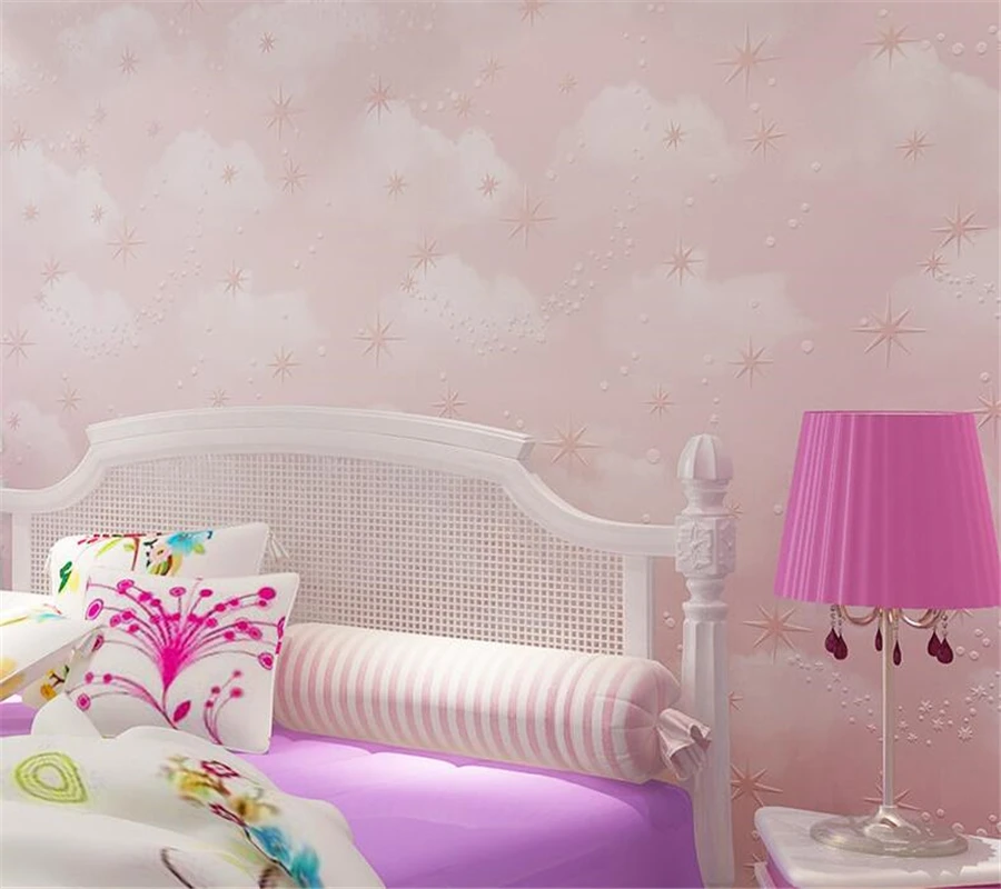 Beibehang Custom wallpaper blue sky clouds stars non-woven 3d wallpaper baby children's bedroom warm wallpapers papier peint Beibehang Custom wallpaper blue sky clouds stars non-woven 3d wallpaper baby children's bedroom warm wallpapers papier peint
