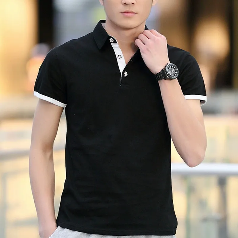 Летняя модная мужская рубашка поло с коротким рукавом с отложным воротником, брендовая одежда, одноцветное поло, рубашка поло для отдыха