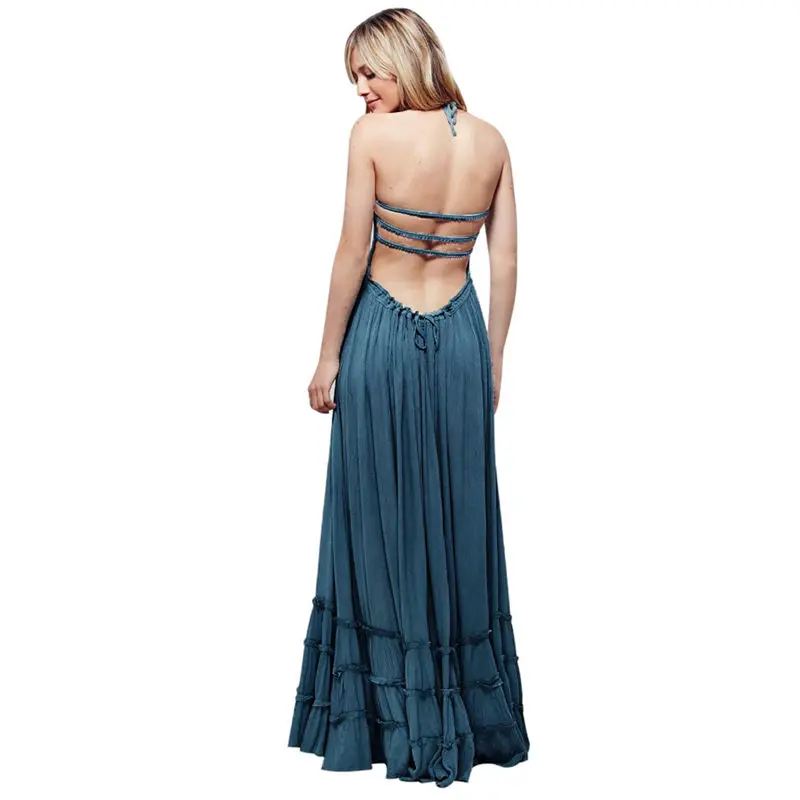 women summer dresses sleeveless sexy beach solid maxi dresses summer for women three color ball gown dropshipping 40AT206