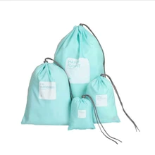 Водонепроницаемые сумки со шнурками, комплект из четырех предметов, унисекс, дорожная косметика, обувь для хранения, нейлоновая складная сумка на шнурке, термоусадочный карман