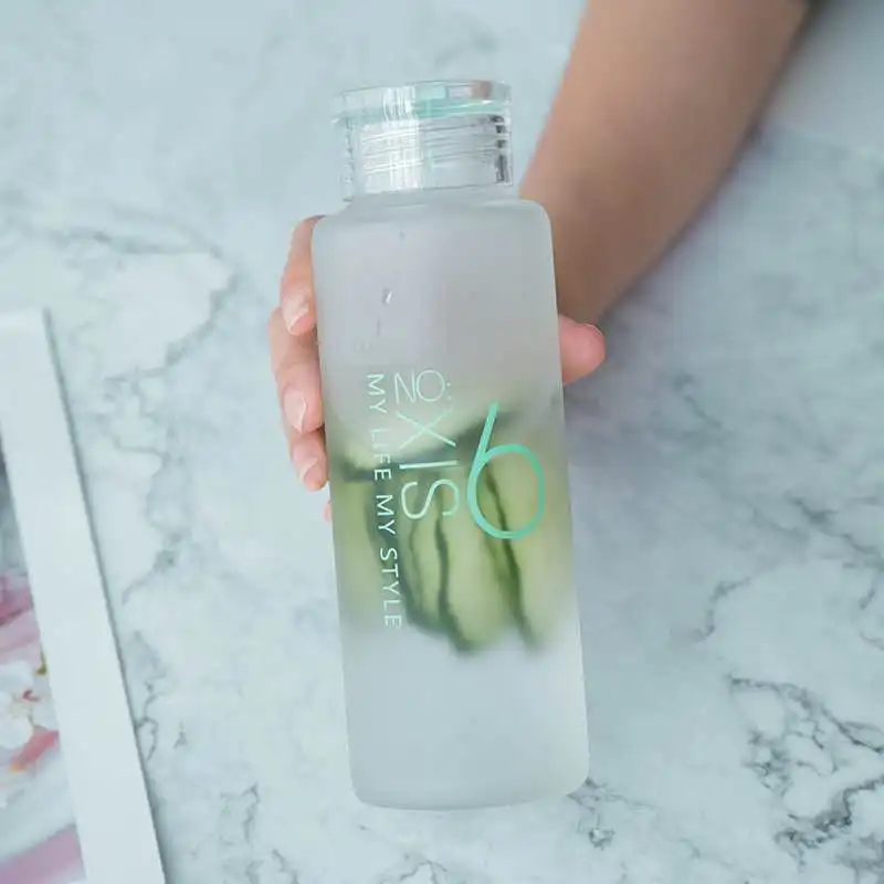 Корейская версия креативного матового цвета цифровая стеклянная простая свежая чашка для мальчиков и девочек портативная ручка бутылка для воды