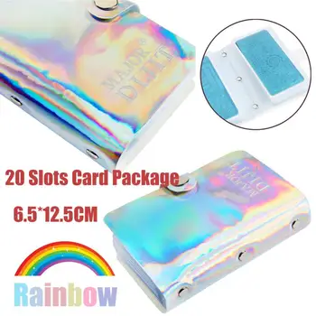 

MAJOR DIJIT Nail Stamping Plate Holder Case Rainbow Square Rectangular 20 Slots Card Package Multicolor 5U0629
