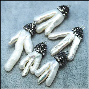 1PC natures shell pendants with rhinestone for earring making accessories natural cultured freshwater pearl | Украшения и