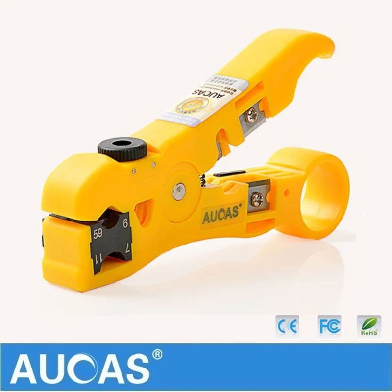 Universal Network Cable Wire Cutter Stripper Coaxial Cable RG59/6/7/11 Cat5e Cat6 Round & Flat Cable Cutting Stripping Tool