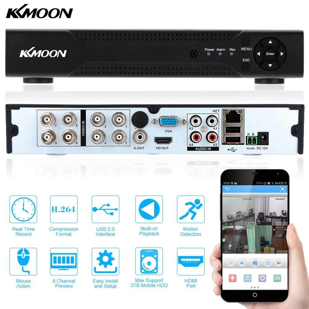 KKmoon 8CH 720P AHD CCTV DVR сетевой видеорегистратор NVR HVR видео рекордер 960H P2P H.264 HDMI DVR 8CH система домашнего видеонаблюдения рекордер безопасности