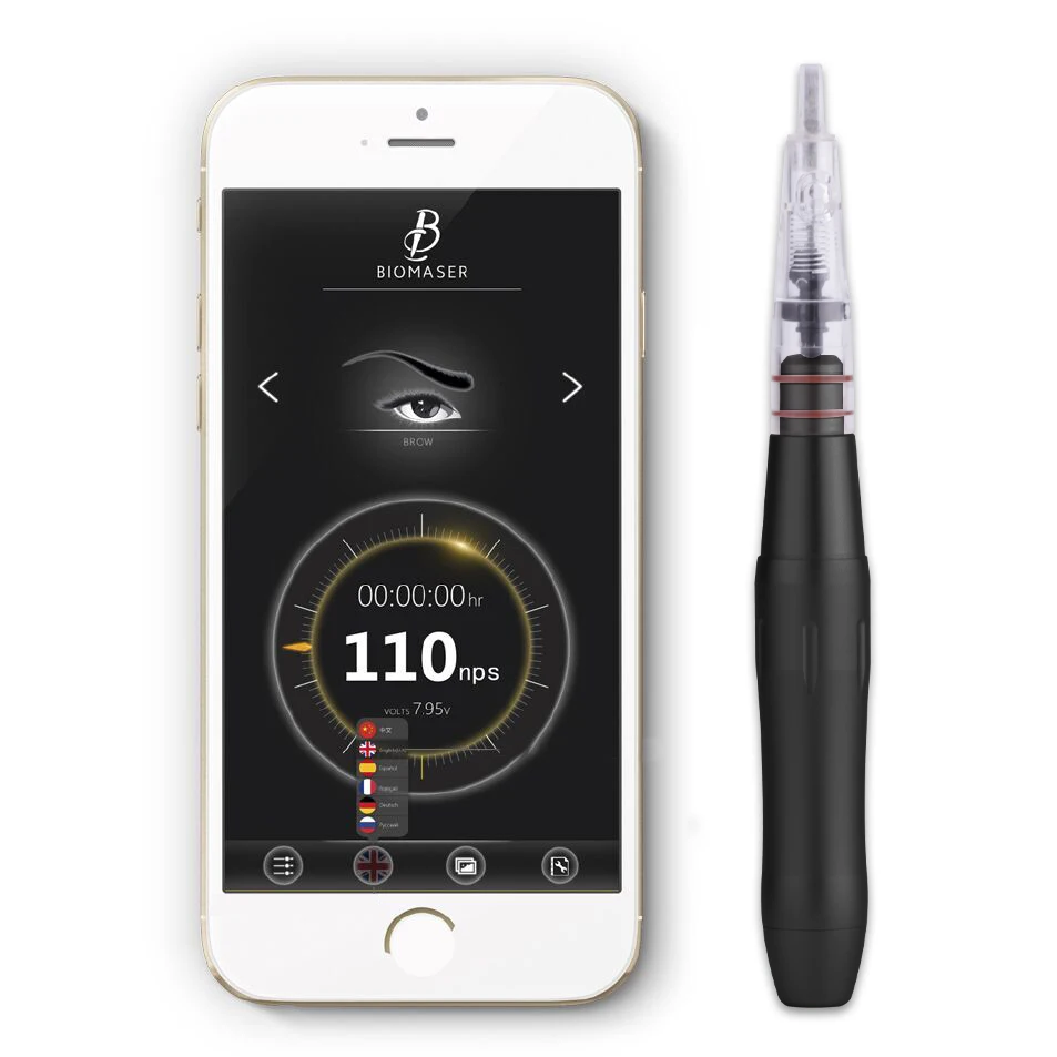 Biomaser NEW E008 APP Smart Phone Permanent Makeup Kit Swiss Motor Rotary Tattoo Machine Tattoo Rotary Pen Smart Power Supply
