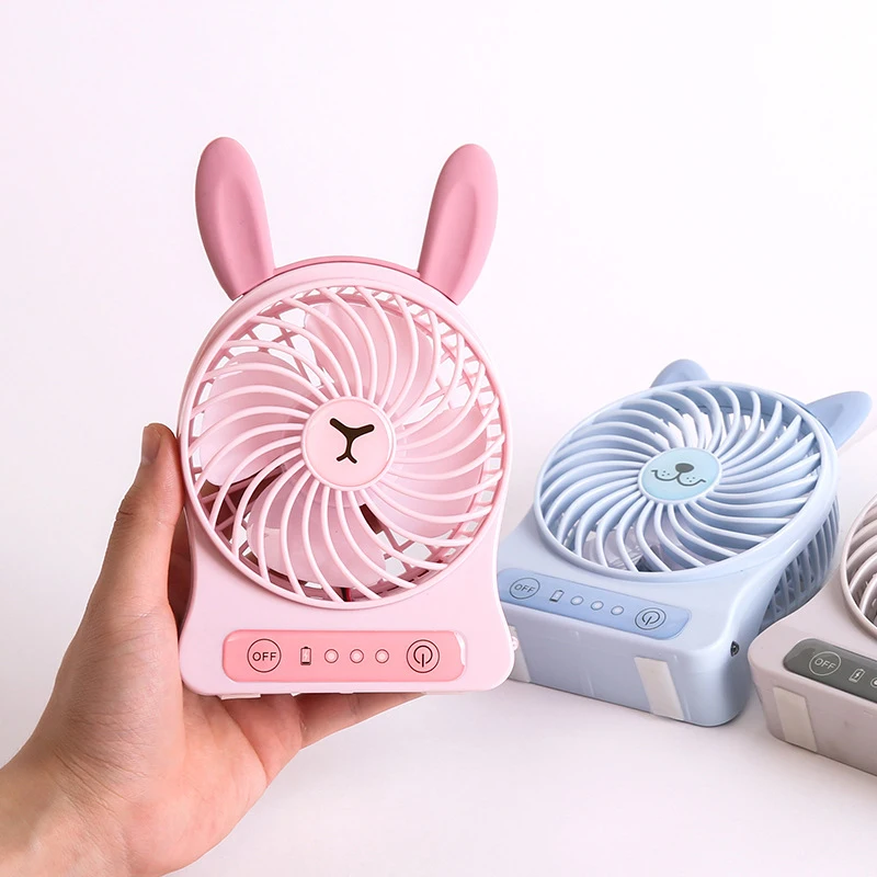 

Portable Usb Mini Fan Carton Design Rechargeable Handheld Multifunctional ABS Plastic Small Fan Four Colors 3 Gear Adjustment