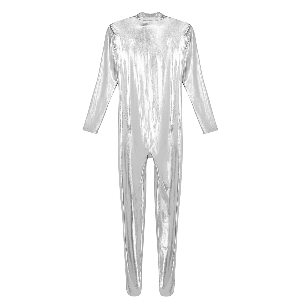 Mens Metallic Spandex Bodysuit Lycra Shiny Catsuit Sexy Unisex Zentai Full Body Suit Costume Clubwear Wet Look One Piece Unitard