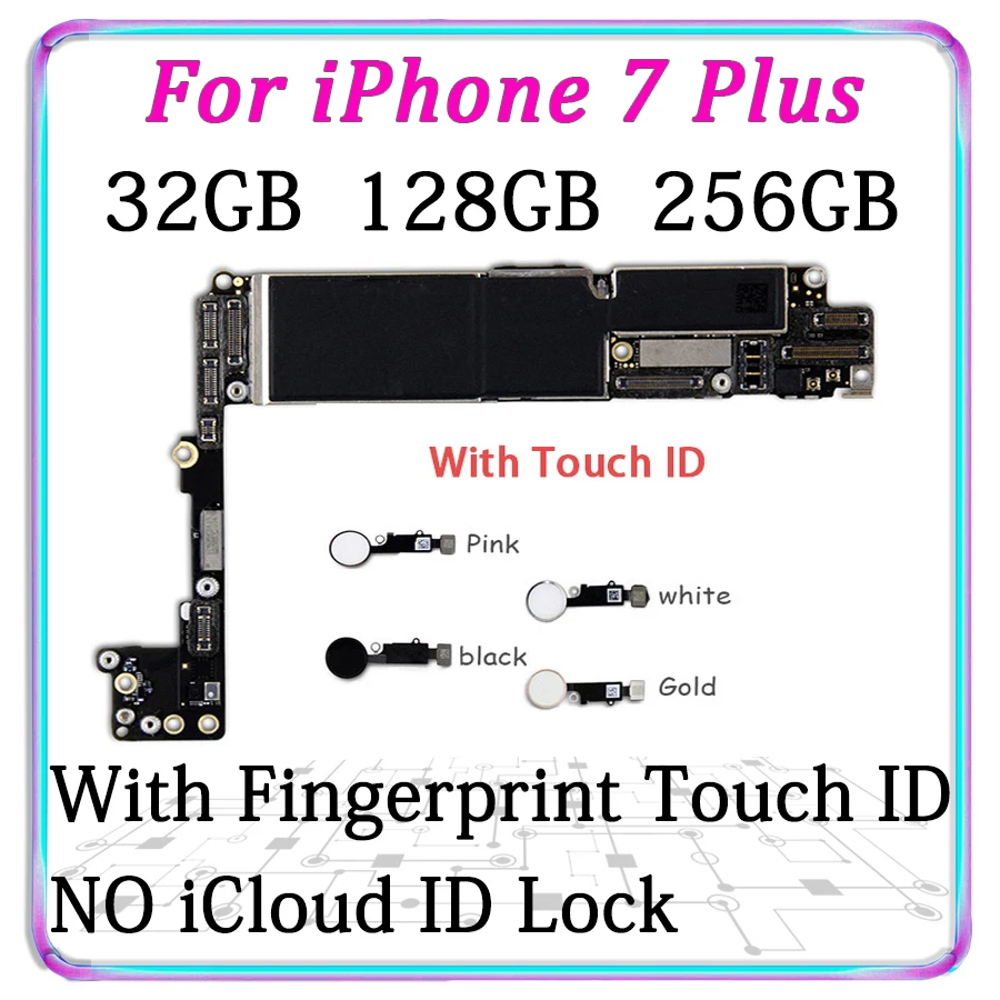 

Original Motherboard For iPhone 7P Unlocked Logic Board For Iphone 7 Plus Mainboard With Touch ID MB With Full Chips