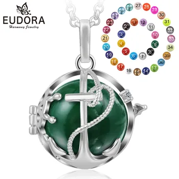 

EUDORA Brass 20mm Mexico Bola Cage Pendant Rudder Anchor Cage Diffuser Necklace with Chain Angel Caller DIY Jewelry Gift K177N20