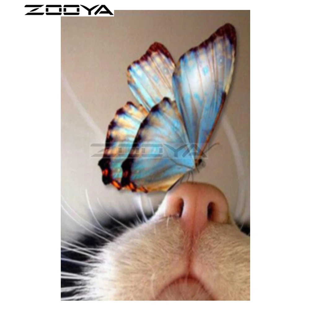 ZOOYA 5D DIY Алмазная кошка нос бабочка животное алмазная живопись крестиком