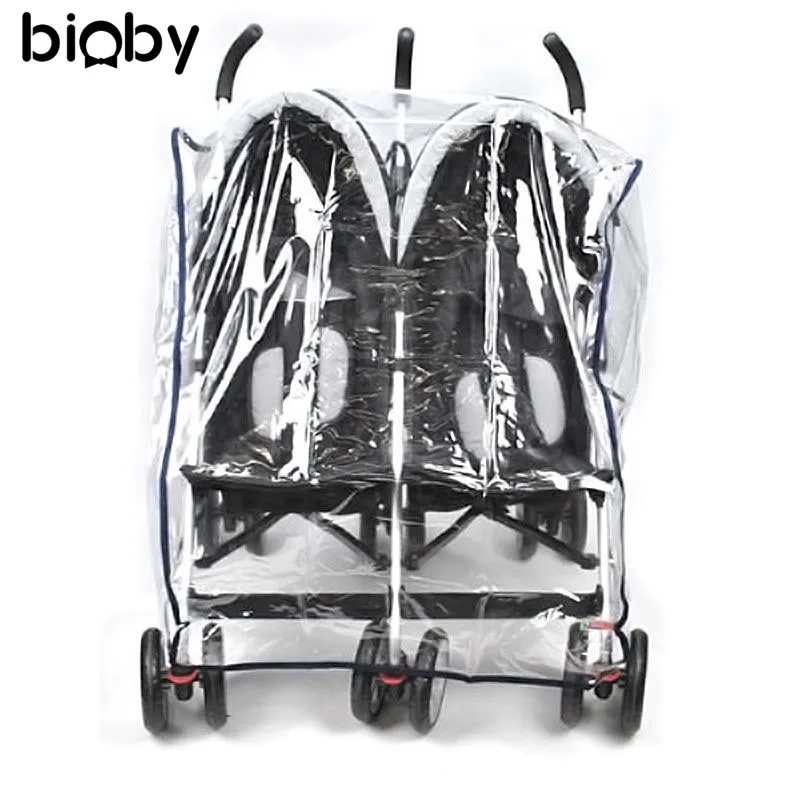 

Rain Cover Stroller Protection Twins baby Waterproof Trolley With Universal Double Sitting Side by Side Stroller Accessories
