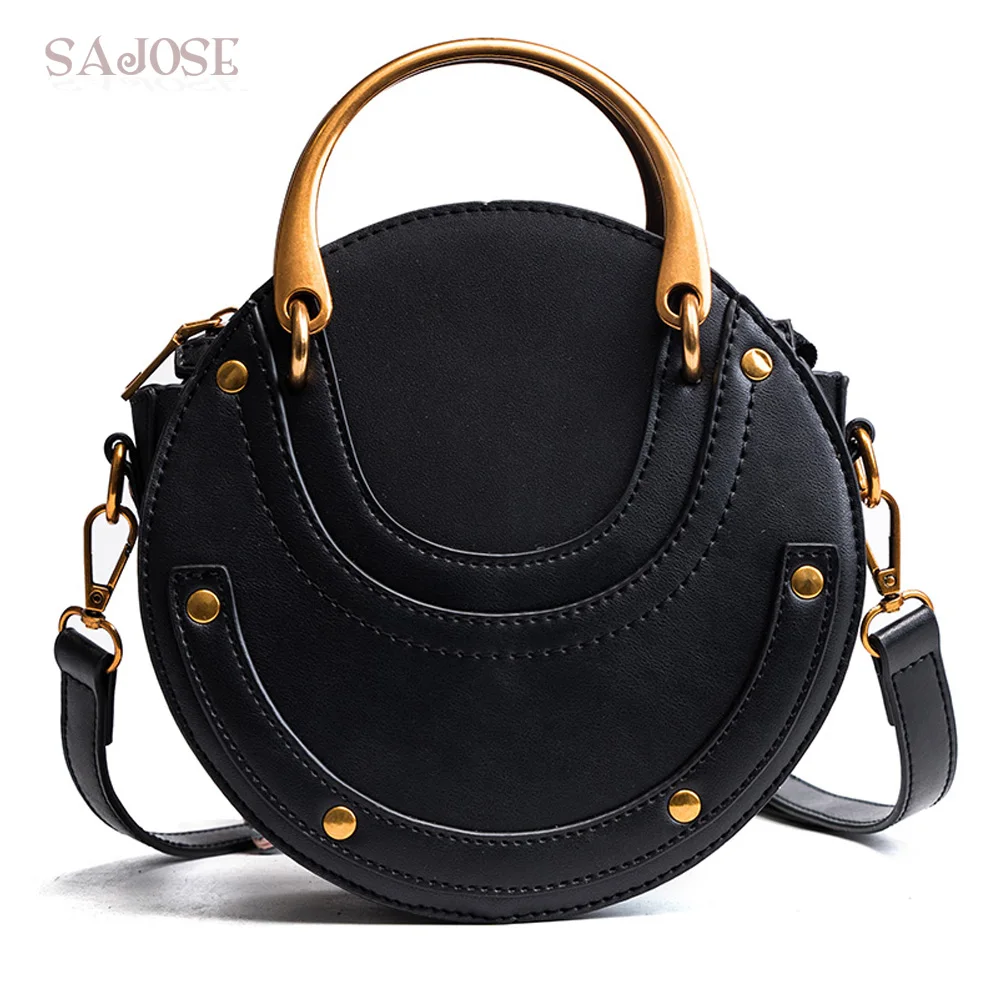 Women Totes Bag Fashion Circular Leather Vintage Famous Brand Handbag For Girl Round Lady Shoulder Messenger