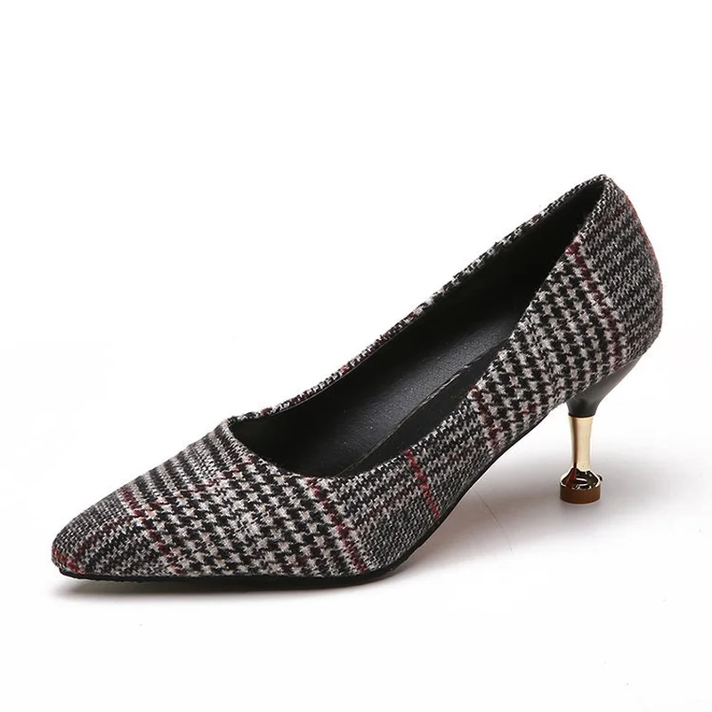

OLOME 2019 spring and autumn new women's single shoes fashion pointed shallow mouth high heels 6.5 cm professional work shoes