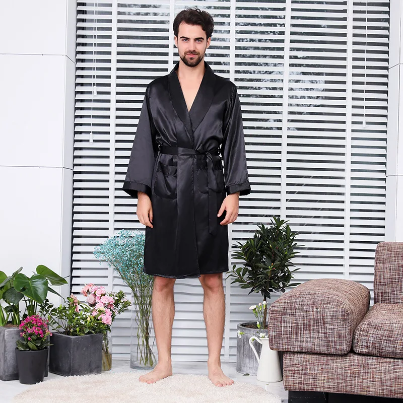 CEARPION мужской Халат размера плюс 5XL атласная ночная рубашка с длинными рукавами кимоно банное платье одежда для сна Повседневная Мягкая Ночная рубашка Пижама