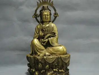 

12'' China Tibet Guanyin Boddhisattva Ruyi Lotus Buddha Bronze Statue