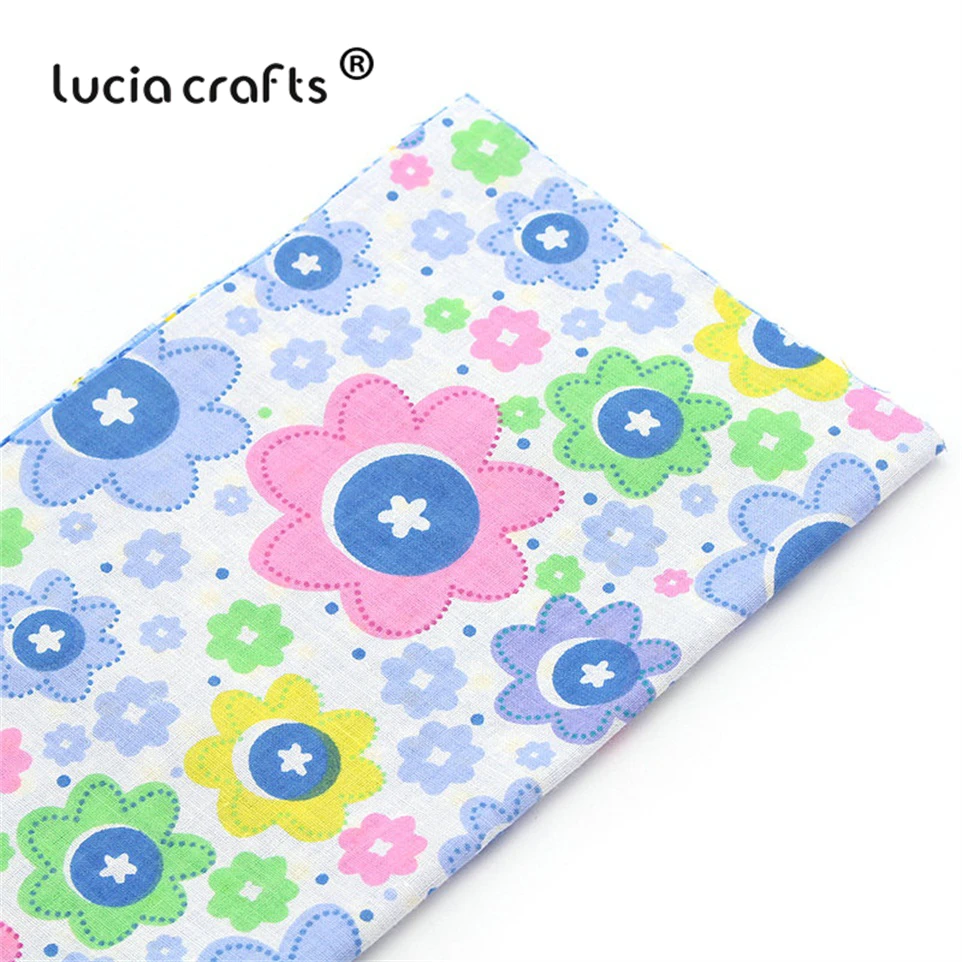 Lucia crafts, 7 шт./лот, 25*25 см, хлопковая ткань с принтом для рукоделия, куклы, ручная работа, шитье, Лоскутная Ткань, текстиль, ткань H0913