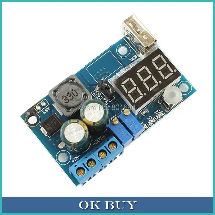 

DC-DC Buck Voltage Converter CC CV Step Down Power Supply Module 4-40V to 1.2-38V With Voltmeter Ammeter USB Output