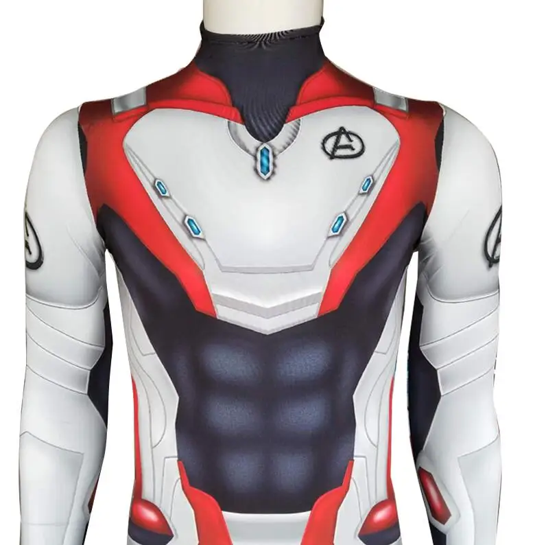 Adult Kids Avengers Endgame Quantum Realm Cosplay Costume Superhero Iron Man Captain Marvel Zentai Bodysuit Suit Jumpsuits