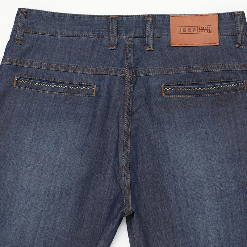 Summer JEEP Brand Cotton Smart Casual Jeans Elastic Men's Casual Full Length Retro Simple Jeans Cotton Pants Fashion Trousers 44 (5)