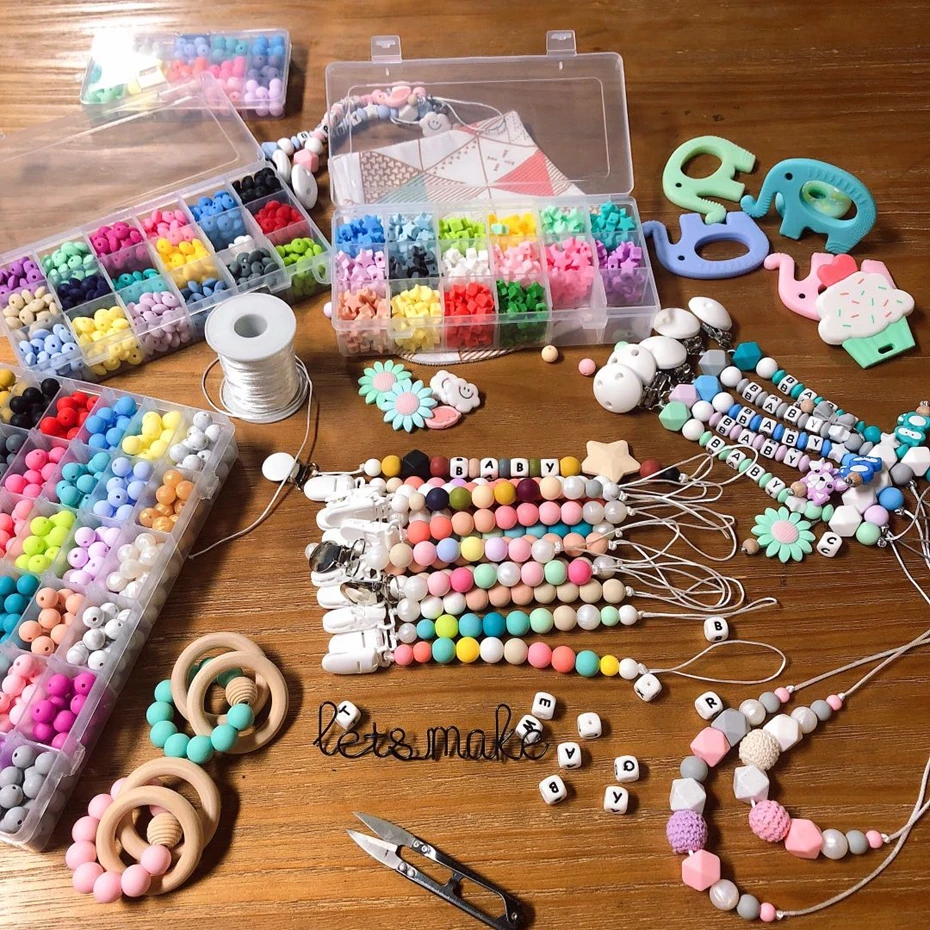 Silicone Beads for Keychain Making 15mm Rubber Beads Bulk DIY Necklace  Jewelry Beads Handmade Crafts - Mix Set 50 PCS