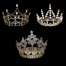 ESERES Vintage Royal Queen Crown Ancient font b Gold b font Bridal Tiara For Women Sparkling