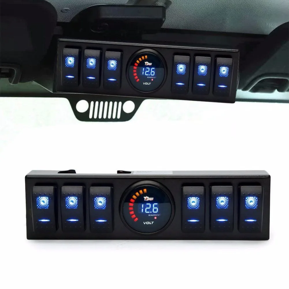 

6 Gang Switch Panel Electronic Relay System Circuit Control Box Waterproof Fuse Relay Box Wiring Harness For JK Jeepp wrangler