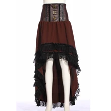 Женская Асимметричная Низкая Высокая кружевная юбка в готическом стиле стимпанк с высокой талией, длинная юбка SP188