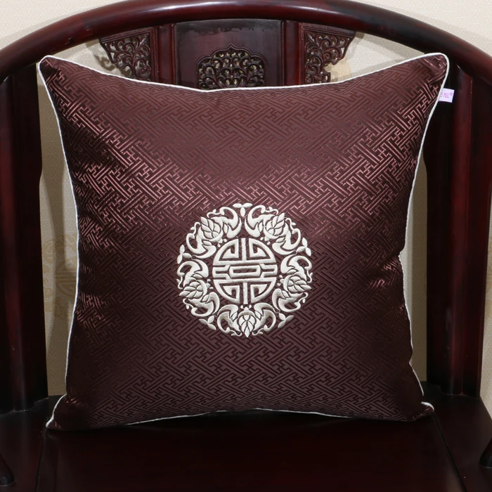 Fine Embroidered Joyous Chinese Silk Cushion Covers for Sofa Chair Christmas Decorations