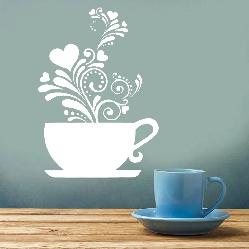 Art Tea Cup Breakfast Dinner Cookie Cake Coffee Kitchen Wall Sticker Vinyl Home Decor Decal Mural Self-adhesive Wallpaper 3302