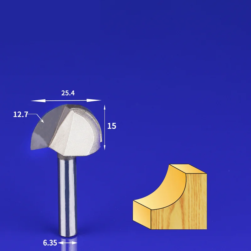 6,35 мм и 12,7 мм-1 шт. ЧПУ твердосплавный деревообрабатывающий фрезерный станок, фрезерный станок с круглым дном, деревообрабатывающий концевой станок, Обрезной нож - Длина режущей кромки: 6.35 x 25.4