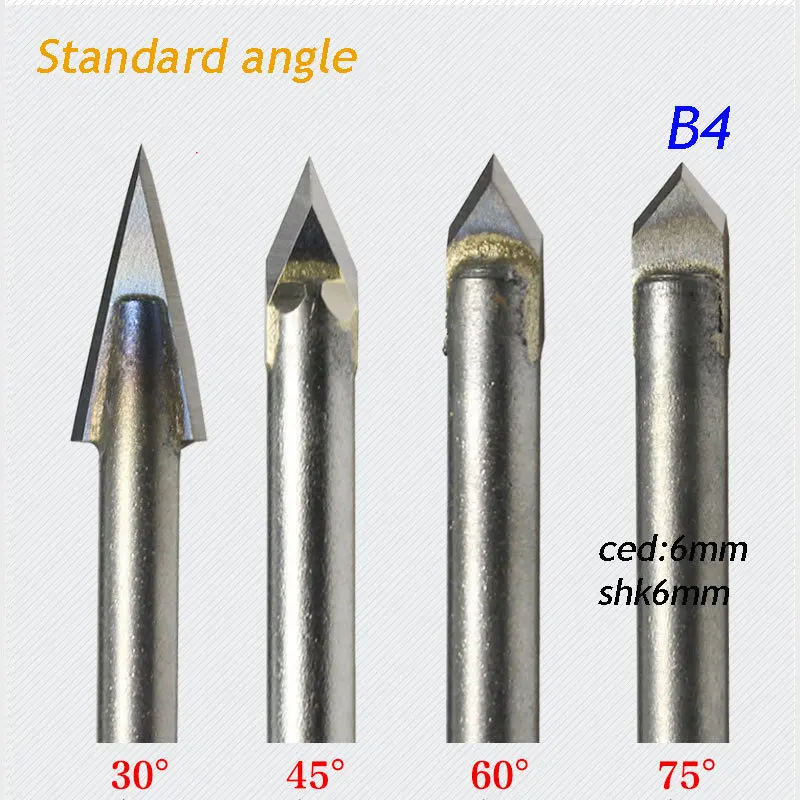 

1pc standard 6*6mm 75 degree angle alloy Router Bits CNC engraving cutter Stone Carving Tools B4