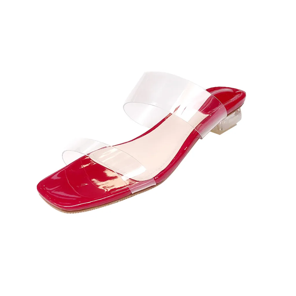 SAGACE/сандалии; женские прозрачные сандалии на плоской подошве с квадратным носком и прозрачными кристаллами; пикантные популярные модные сандалии из пвх; женская летняя обувь - Цвет: Бордовый