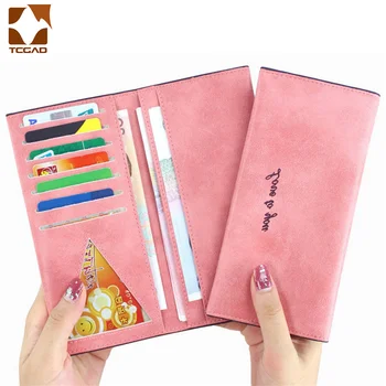 

women's wallet leather porte feuille femme long female wallets cartera feminina billetera mujer card purse monedero fucsia purpl