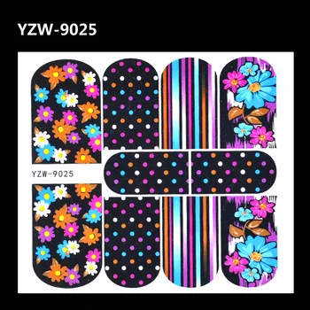 YZWLE 1 Sheet Nail Sticker Colorful Flower Nail Tattoo Decals Full Wraps Water Transfers Stickers For Nails Art Decorations Tool