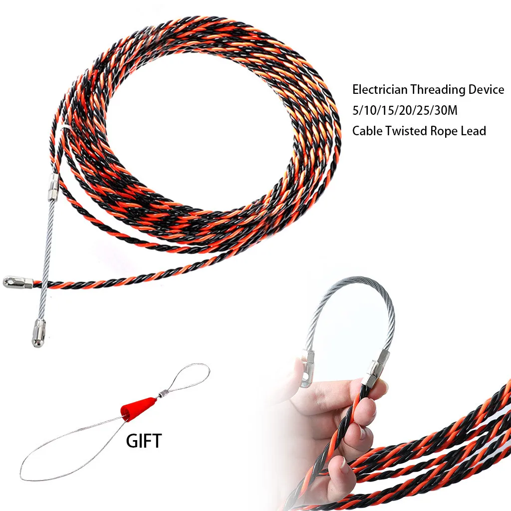 

Electrician Threading Device 5/10/15/20/25/30m Cable Twisted Rope Lead Electrician pipe threader round head string wire puller