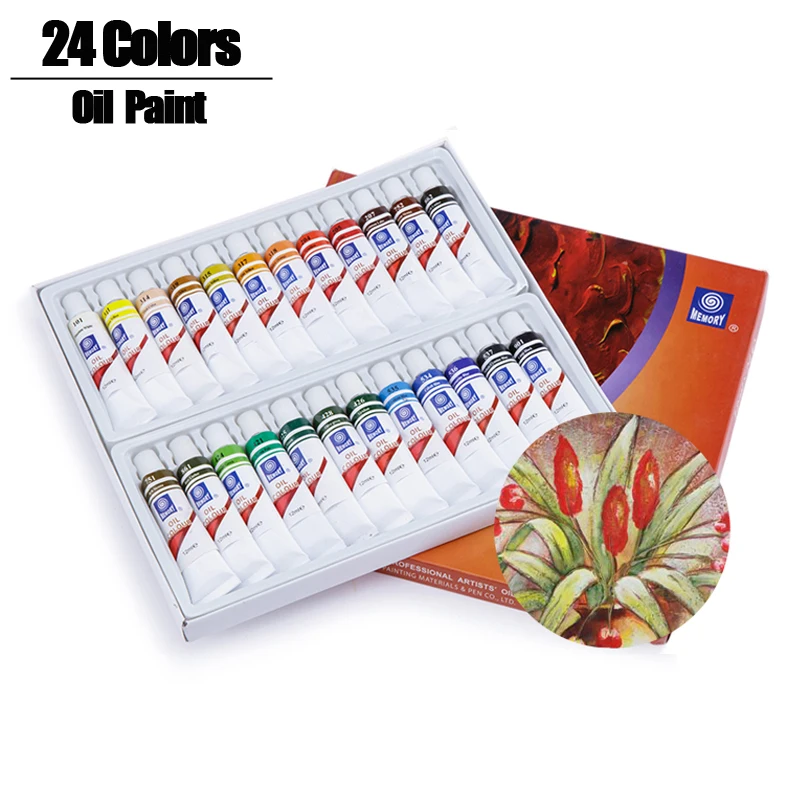 Koop 24 kleuren 12 ml Buis Olie Verf Sets Professionele Olie Kleuren Verf voor Kinderen Tekening Gereedschap Acryl Schilderen Kleur Kunst levert