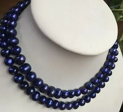 single9-10mm south sea baroque black blue pearl necklace 32&quot14k | Украшения и аксессуары