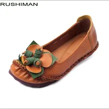 Г. Осенняя обувь ручной работы в Ретро этническом стиле женская обувь из натуральной кожи на плоской подошве с цветочным узором Удобная нескользящая обувь для беременных женщин