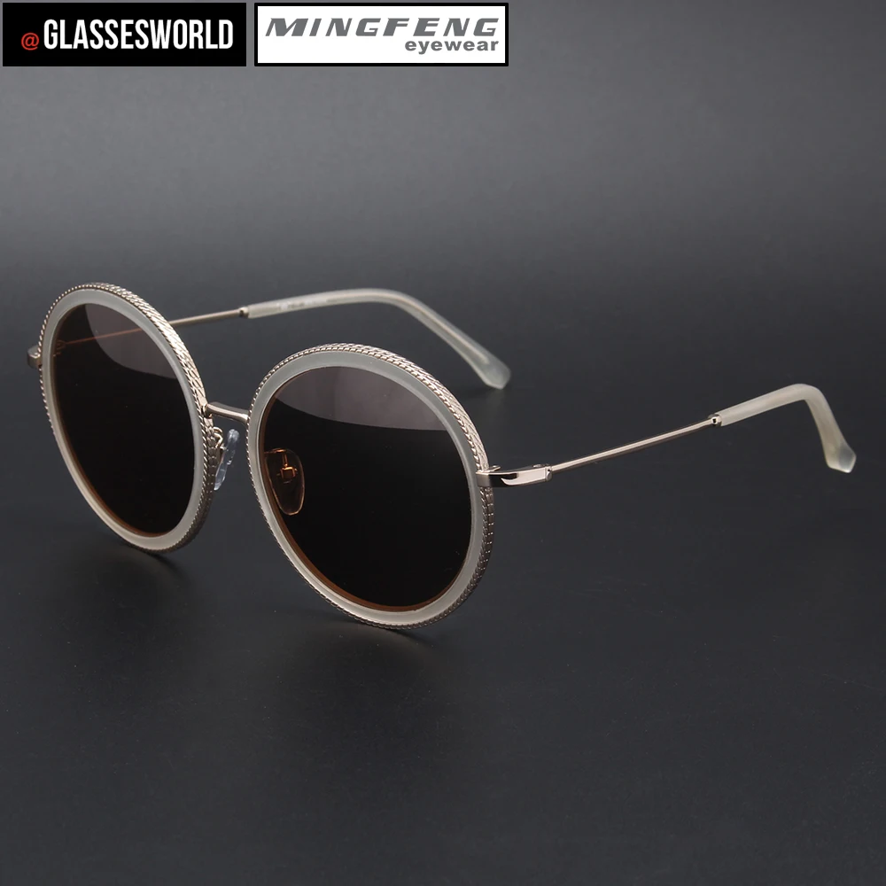 High quality round retro metal frame women sunglasses with acetate
