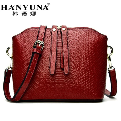 HANYUNA BRAND 2017 New Fashion Women Genuine font b Leather b font Shell Bags Casual Female