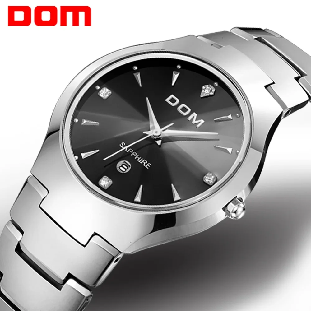 

DOM Top Brand Watches Men Tungsten Steel Luxury Wrist 30m waterproof Business Quartz Watches Fashion Casual Sliver Watch W-698
