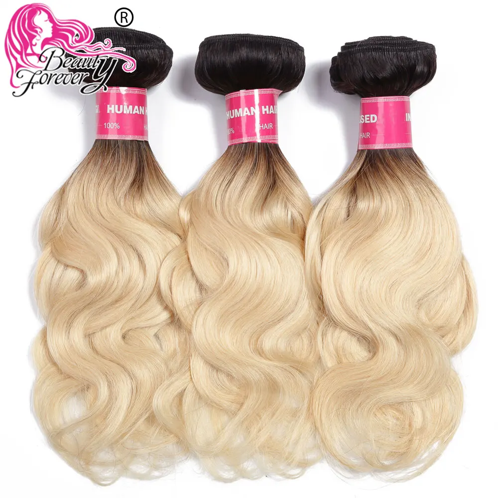 

BEAUTY FOREVER Brazilian Body Wave Ombre Human Hair Bundles 3pc/lot Color 1B/613 Remy Hair Extensions Free Shipping