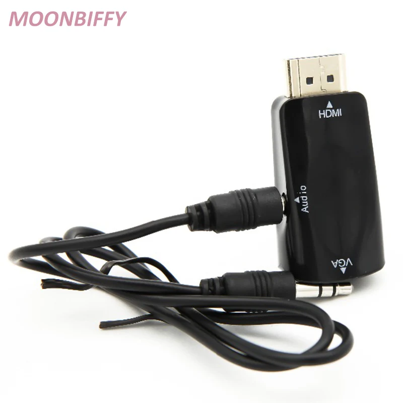 Адаптер MOONBIFFY HDMI в VGA кабель конвертер с аудиокабелем поддержка HD 1080P для ПК