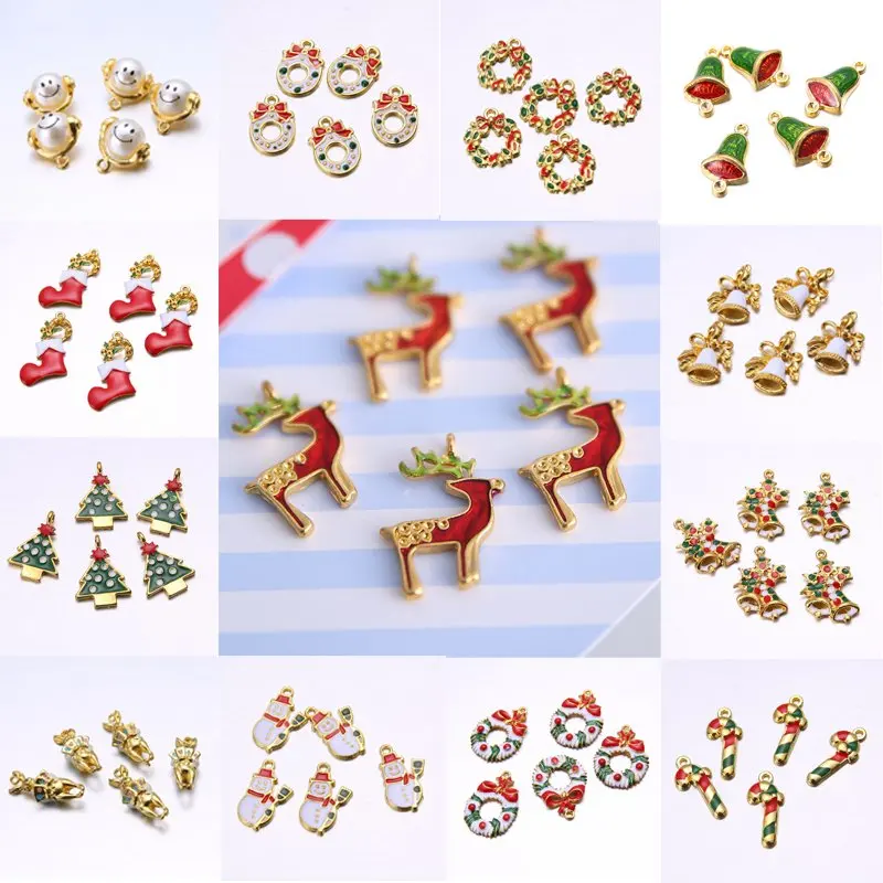 

5pcs Assorted Christmas Tree Elk Ornament Snowflakes Gift For Weding Christmas DIY Accessories pendant no chain new year gift