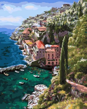 

Frameless painting by numbers paint by number for home decor canvas painting 4050 dark blue harbor