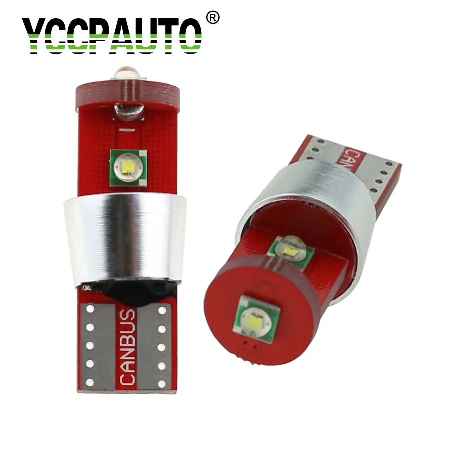 

YCCPAUTO W5W T10 LED Light Cree LED Chip Car Turn Side Wedge License Bulb Indicator Lamp White 12v 3SMD 2PCS car-styling