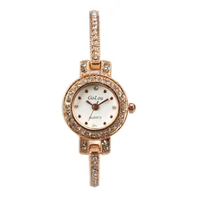 Новое поступление женские часы-браслет из розового золота с кристаллами кварцевые наручные часы Relogio Feminino G-063